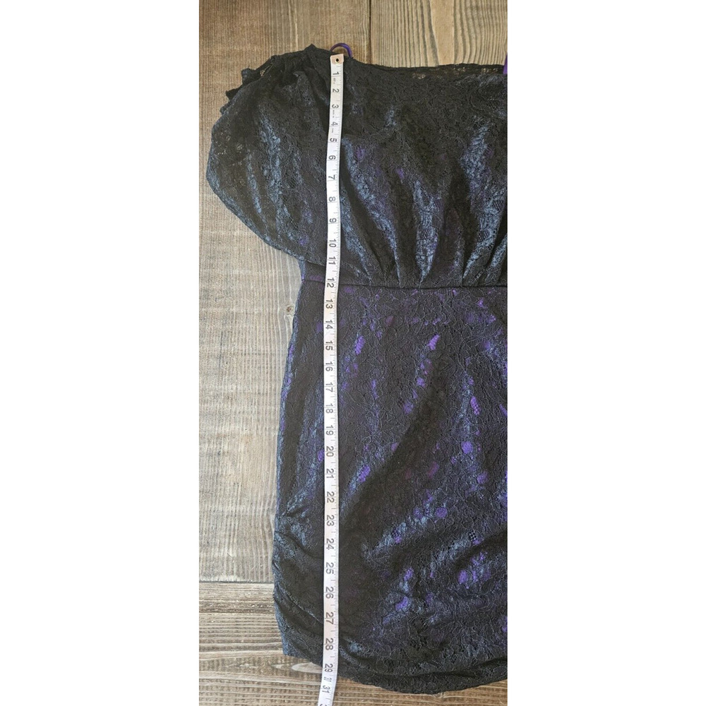 Mikael Aghal Dress Womens 2 Black Lace Ruched Mini Whimsigoth New Years Party - Picture 10 of 11